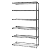 Grey, 12"D x 48"W x 54"H, 6 Shelf, Wire Shelving Adder Kit