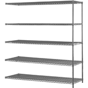 Grey, 18"D x 60"W x 54"H, 6 Shelf, Wire Shelving Adder Kit