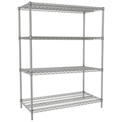 Chrome, 24"D x 48"W x 54"H, 4 Shelf, Wire Shelving Starter Kit