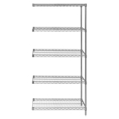 Chrome, 12"D x 36"W x 63"H, 5 Shelf, Wire Shelving Adder Kit
