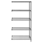Grey, 12"D x 36"W x 74"H, 5 Shelf, Wire Shelving Adder Kit