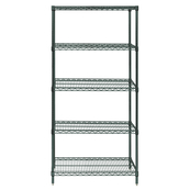 Grey, 12"D x 36"W x 74"H, 5 Shelf, Wire Shelving Starter Kit