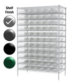 24"D x 48"W x 74"H Chrome Shelf w/ (12) Shelves and (66) 30164s