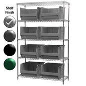 24"D x 48"W x 74"H Chrome Shelf w/ (5) Shelves and (8) 30283s