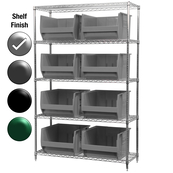 24"D x 48"W x 74"H Chrome Shelf w/ (5) Shelves and (8) 30289s