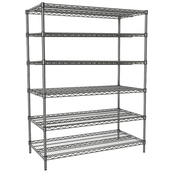 Grey, 24"D x 48"W x 74"H, 6 Shelf, Wire Shelving Starter Kit