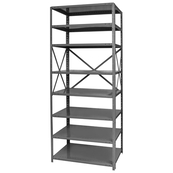 Grey, Heavy-Duty, 12" x 36" x 79" Free Standing, Open 8 Shelf Steel Shelf Kit