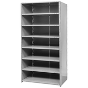 Grey, Heavy-Duty, 12" x 48" x 79" Free Standing, Closed 8 Shelf Steel Shelf Kit