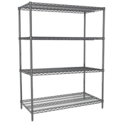 Grey, 12"D x 48"W x 86"H, 4 Shelf, Wire Shelving Starter Kit