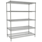 Chrome, 12"D x 48"W x 86"H, 5 Shelf, Wire Shelving Starter Kit