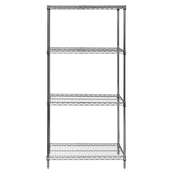 Grey, 18"D x 36"W x 86"H, 4 Shelf, Wire Shelving Starter Kit