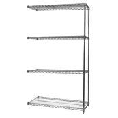 Grey, 18"D x 48"W x 96"H, 4 Shelf, Wire Shelving Adder Kit