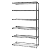 Grey, 18"D x 48"W x 96"H, 6 Shelf, Wire Shelving Adder Kit