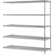 Chrome, 18"D x 72"W x 96"H, 5 Shelf, Wire Shelving Adder Kit