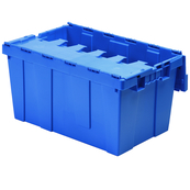 Blue, 25" x 15" x 13" Attached Lid Container, Traction Bottom