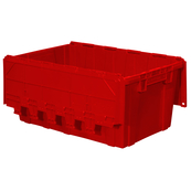 Red, 27" x 17" x 12" Attached Lid Container, Traction Bottom