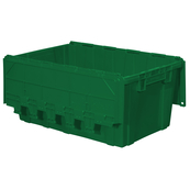 Green, 27" x 17" x 12" Attached Lid Container, Traction Bottom