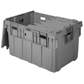 Grey, 34" x 24" x 20" Attached Lid Container, Traction Bottom