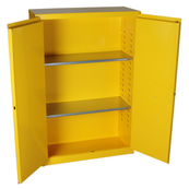 Yellow, 43"L x 18"W x 65"H, 45 Gallon, 2 Door, Manual Close, 2 Shelf, Safety Flammable Cabinet