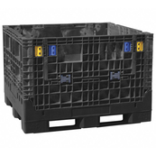 Black, 48" x 45" x 44", Extra-Duty Bulk Box, 2 Gates, 2000lbs Cap.