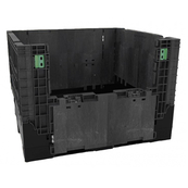 Black, 48" x 45" x 25", Extra-Duty Bulk Box, 2 Gates, 1800lbs Cap. - Recycled Materials