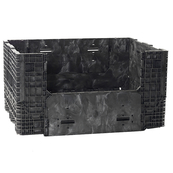 Black, 64/1/2" x 48" x 34", Extended Length Bulk Box, 2 Side Gates, 2000lbs Cap.