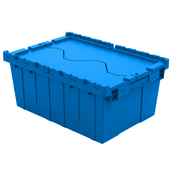 Blue, 21" x 15" x 9" Attached Lid Container, Traction Bottom