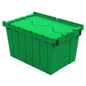 Green, 21" x 15" x 12" Attached Lid Container, Traction Bottom