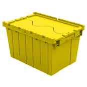 Yellow, 21" x 15" x 12" Attached Lid Container, Traction Bottom