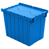 Blue, 21" x 15" x 17" Attached Lid Container, Traction Bottom