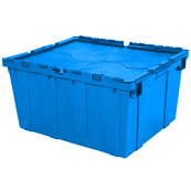 Blue, 24" x 20" x 12" Attached Lid Container, Traction Bottom