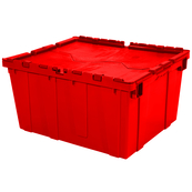 Red, 24" x 20" x 12" Attached Lid Container, Traction Bottom