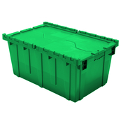 Green, 27" x 17" x 12" Attached Lid Container, Traction Bottom