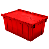 Red, 27" x 17" x 12" Attached Lid Container, Traction Bottom