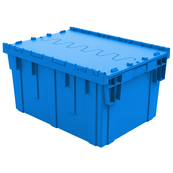 Blue, 28" x 21" x 15" Attached Lid Container, Traction Bottom