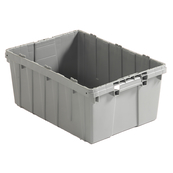 Grey, 21" x 15" x 9", Detached Lid Container w/ Traction Bottom, 60lbs Cap.