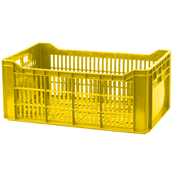 Yellow, 19"L x 12"W x 8"H Vented Multi-Use Fruit, Vegetable and Shellfish Container