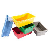 Grey, 25" x 16" x 9", Jumbo Lug Cross Stack and Nest Container
