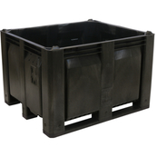 Black, 48"L x 40"W x 31"H Bulk Container w/ Solid Sides, Long Side Runners
