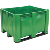 Green, 48"L x 40"W x 31"H Bulk Container w/ Solid Sides, Long Side Runners
