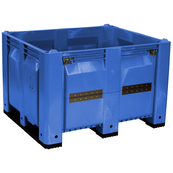 Blue, 48"L x 40"W x 31"H Bulk Container w/ Long Side Drop Door, Short Side Runners