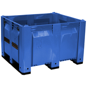 Blue, 48"L x 40"W x 31"H Bulk Container w/ Short Side Drop Door, Short Side Runners