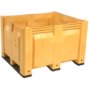 Yellow, 48"L x 40"W x 31"H Bulk Container w/ Solid Sides, Short Side Runners