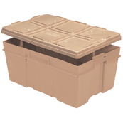 Beige, 24" x 16" x 11", NestPac w/ Drain Holes, 80lbs Cap., FDA Materials