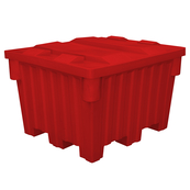 Red, 48" x 42" x 30", 24 Cu. Ft., 1200lb Cap., Nesting Forklift Bin w/ Lid